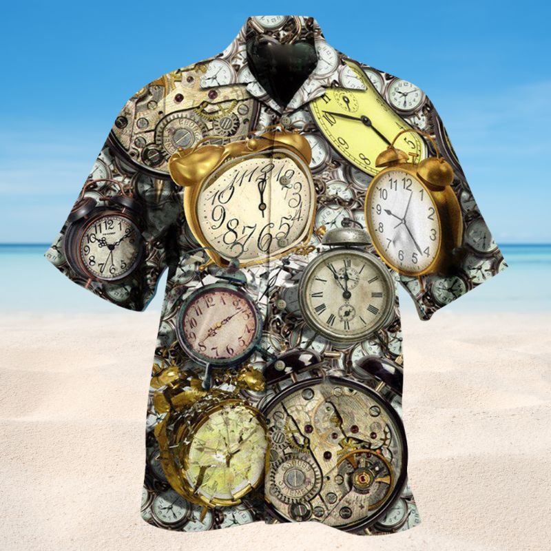 Clock Good Morning Ringing Alarm Hawaiian Shirt For Summer Vacation Beach Travel And Relaxed Casual Wear