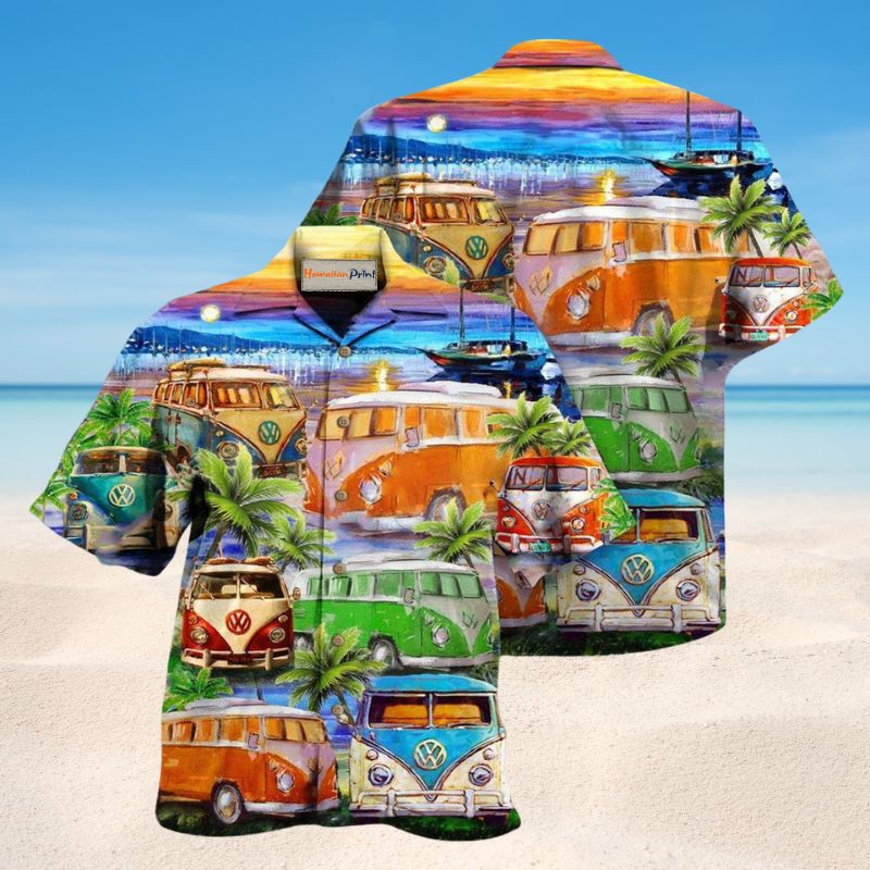 Sunny Travel Bus Hawaiian Shirt For Vacation Adventures Beach Events And Relaxed Warm Weather Style