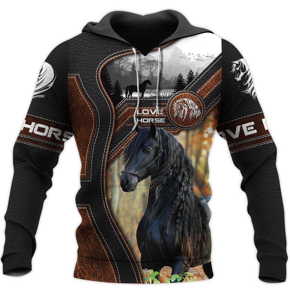 Friesian Love Horse Hoodie For Ranch Style Adventures Daily Wear And Thoughtful Gifts
