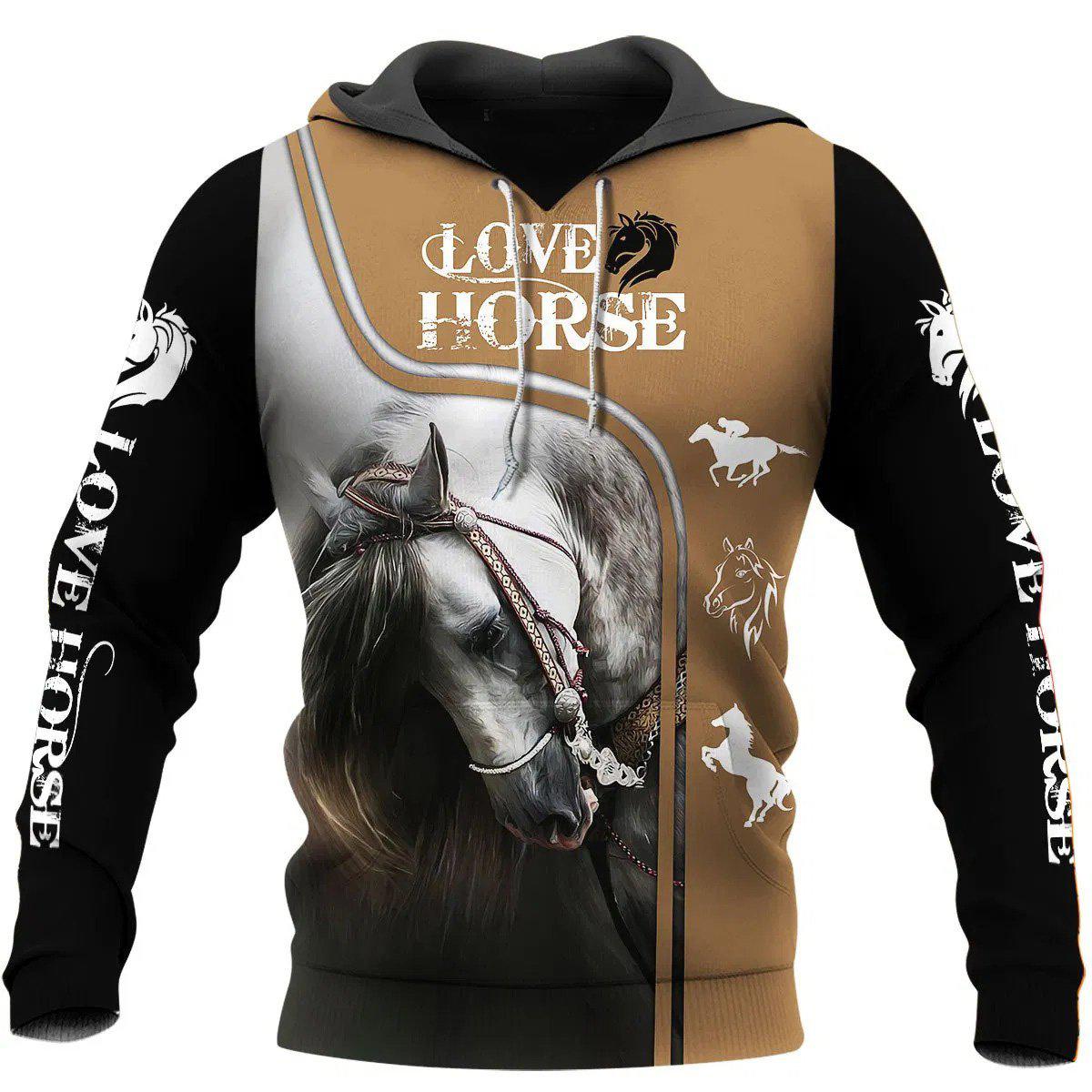 Detailed Love Horse Hoodie For Country Lifestyle Outdoor Trips And Relaxed Everyday Wear