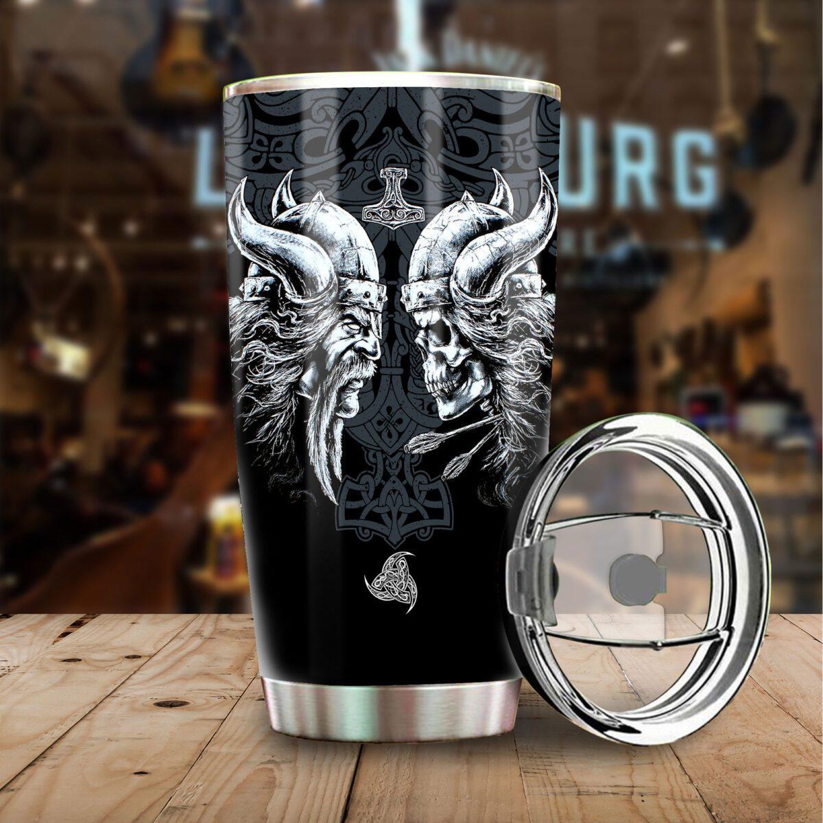 Viking Man Skull 20 Oz Tumbler For Coffee Travel And Daily Drinks