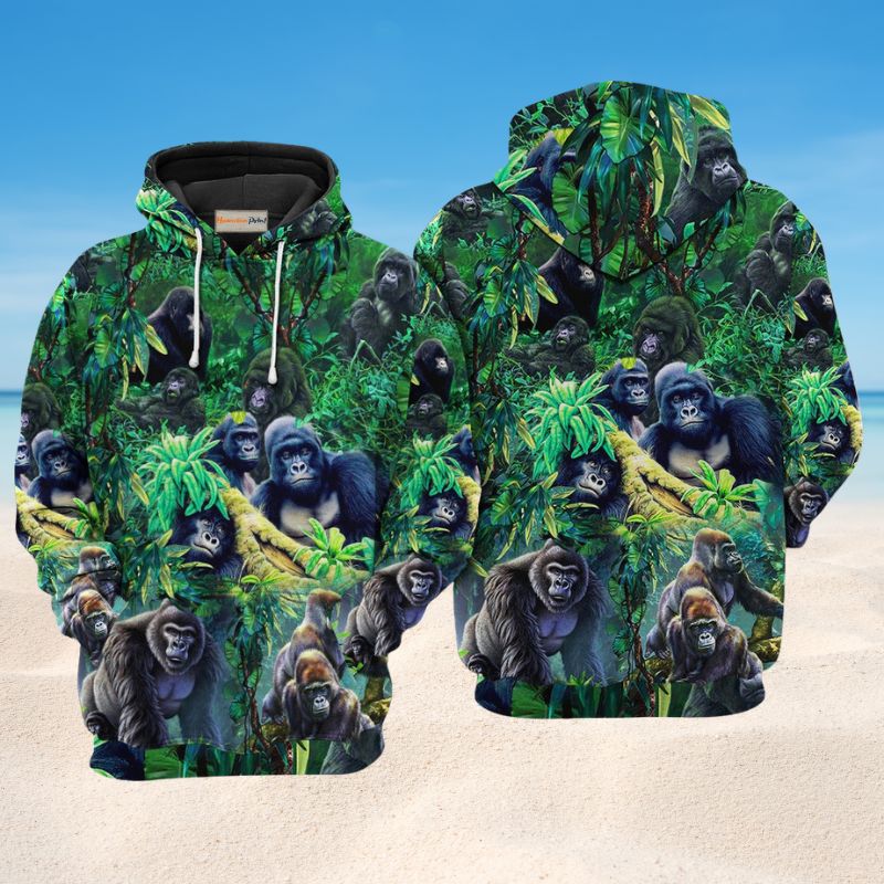Gorilla Family Jungle Hoodie For Casual Activities Seasonal Outings And Gift Ideas