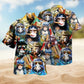 Hippie Music Guitar Musician Hawaiian Shirt Creative Print View For Summer Travel