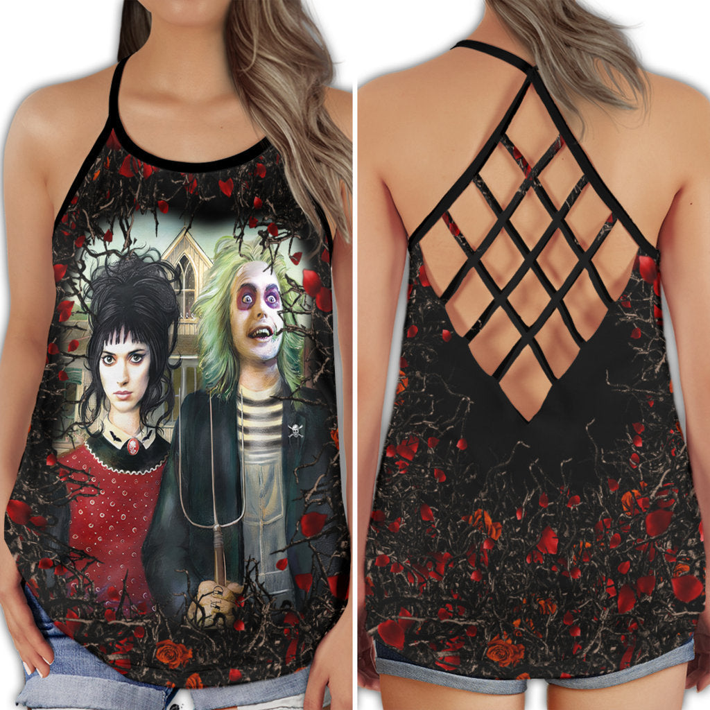 Gothic Skull Couple Dark Romance Hollow Tank Top For Workouts Festivals And Bold Style