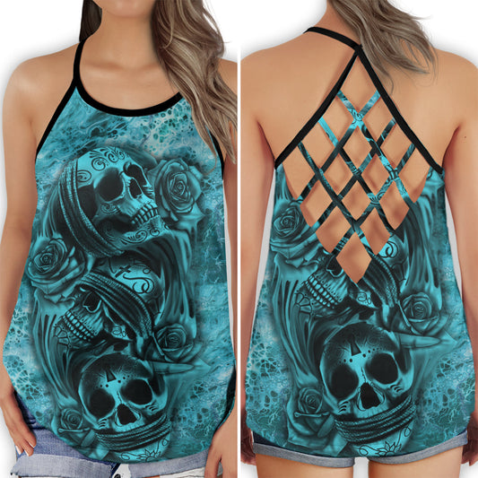 Skull Gothic Club Dark Street Art Hollow Tank Top For Workouts Festivals And Bold Style
