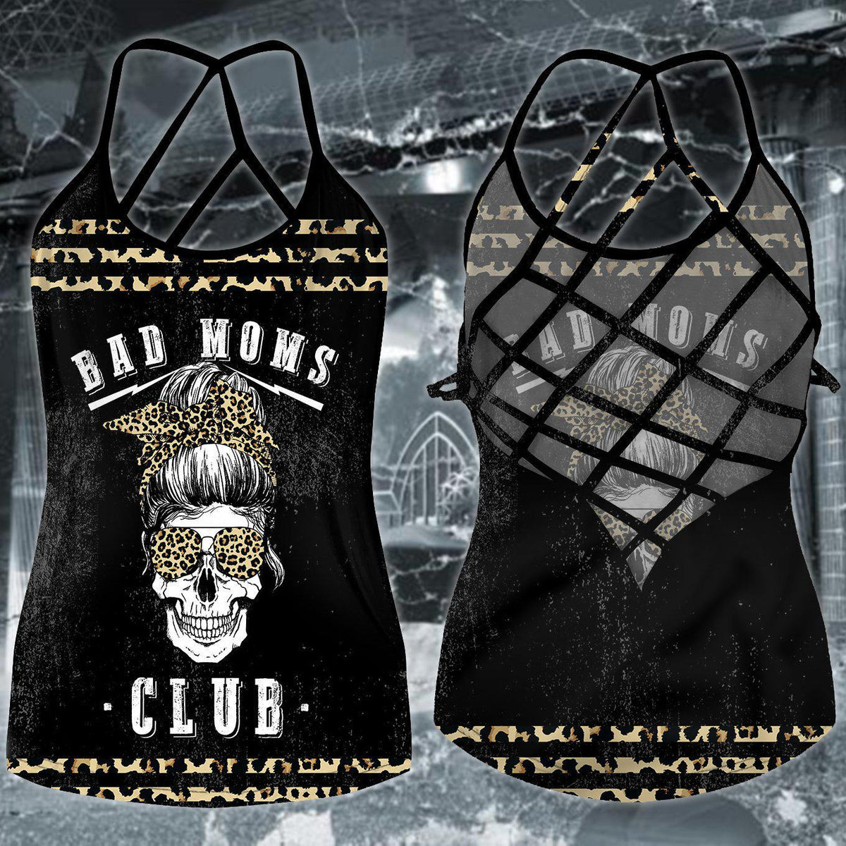 Gothic Skull Club Hollow Tank Top For Festival Nights And Vacation Wear