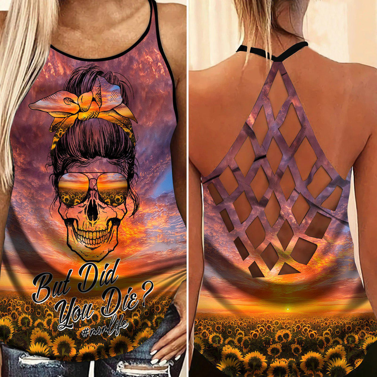 Gothic Skull Club Hollow Tank Top For Fitness Sessions And Daily Wear