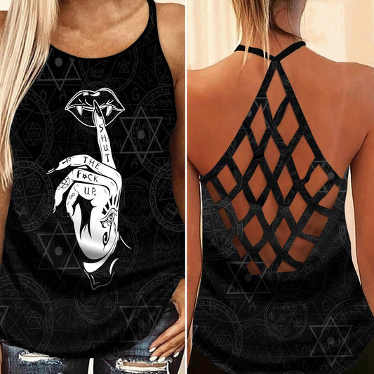 Gothic Skull Club Hollow Tank Top For Summer Events And Alternative Outfits