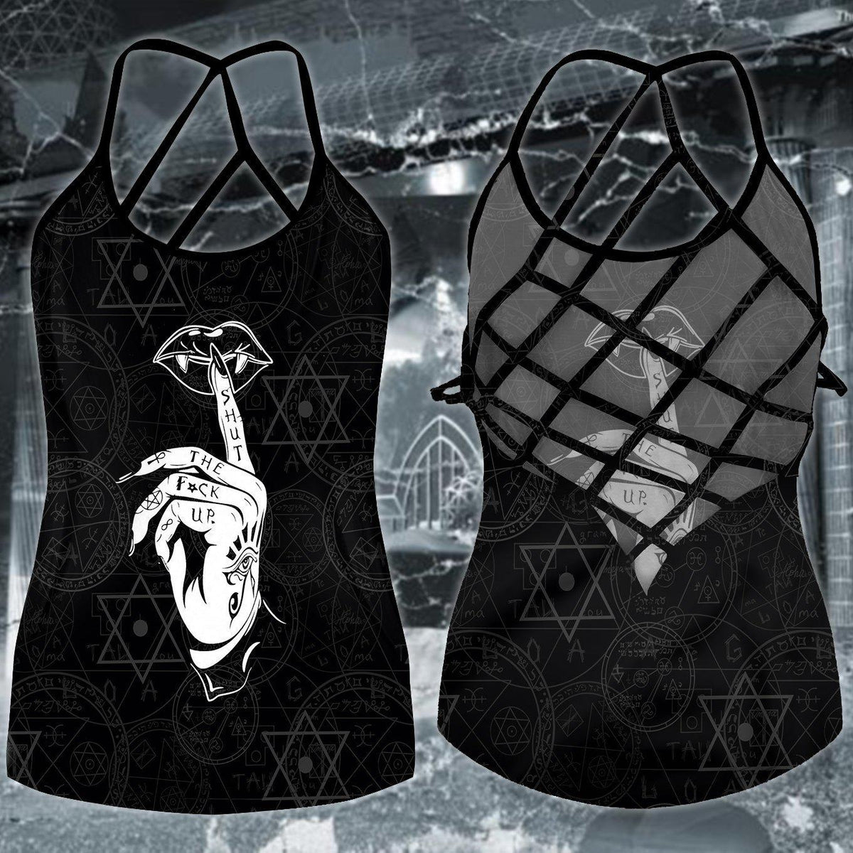 Gothic Skull Club Hollow Tank Top For Summer Events And Alternative Outfits