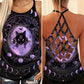 Gothic Skull Cat Club Hollow Tank Top For Fitness Sessions And Daily Wear