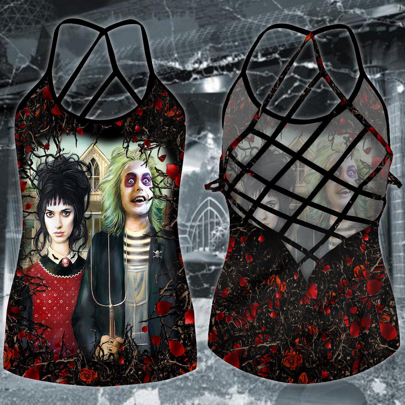 Gothic Skull Club Hollow Tank Top For Workout Classes And Weekend Wear