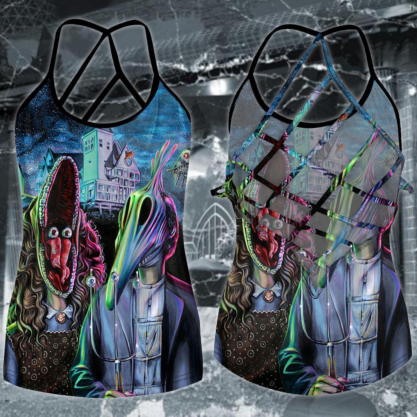 Gothic Skull Club Hollow Tank Top For Active Days And Statement Style