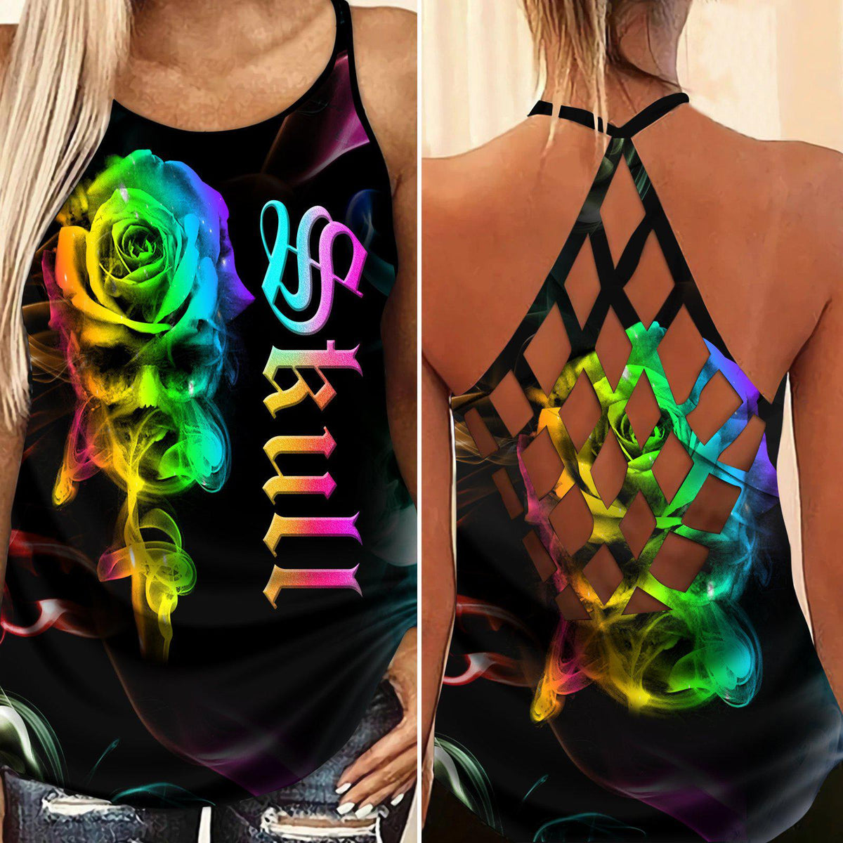 Gothic Skull Club Hollow Tank Top For Active Lifestyles And Daily Comfort