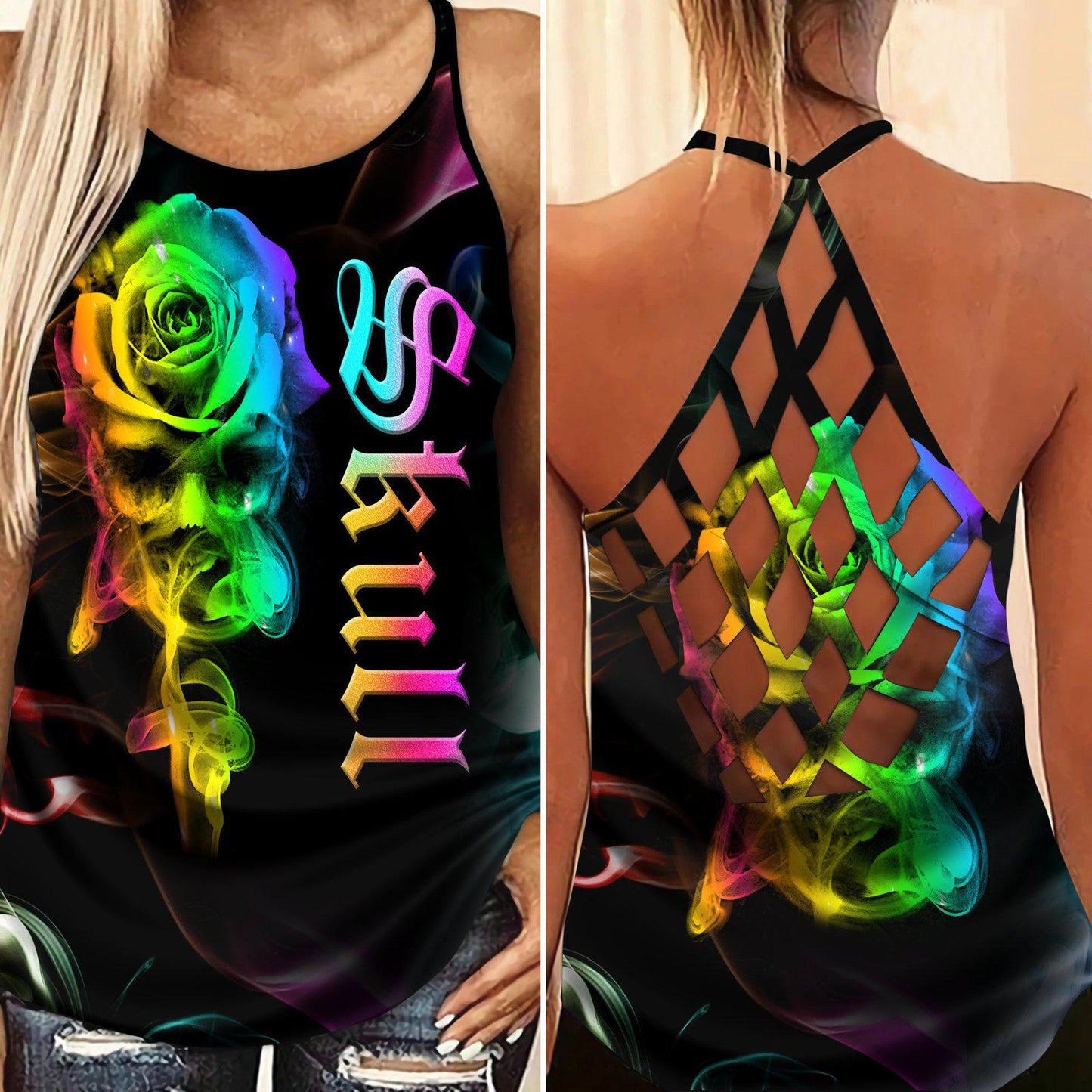 Gothic Skull Club Hollow Tank Top For Active Lifestyles And Daily Comfort