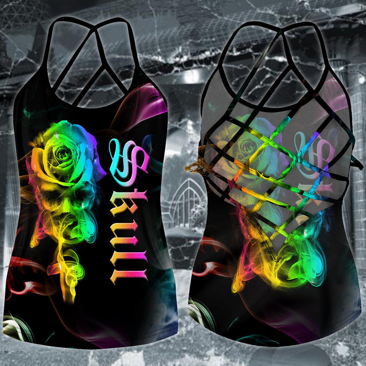 Gothic Skull Club Hollow Tank Top For Active Lifestyles And Daily Comfort