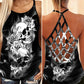 Gothic Skull Club Hollow Tank Top For Outdoor Activities And Casual Style
