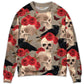 Skull With Rose Flower And Raven Gothic Sweater For Halloween Events Weekend Outings And Creative Gift Giving