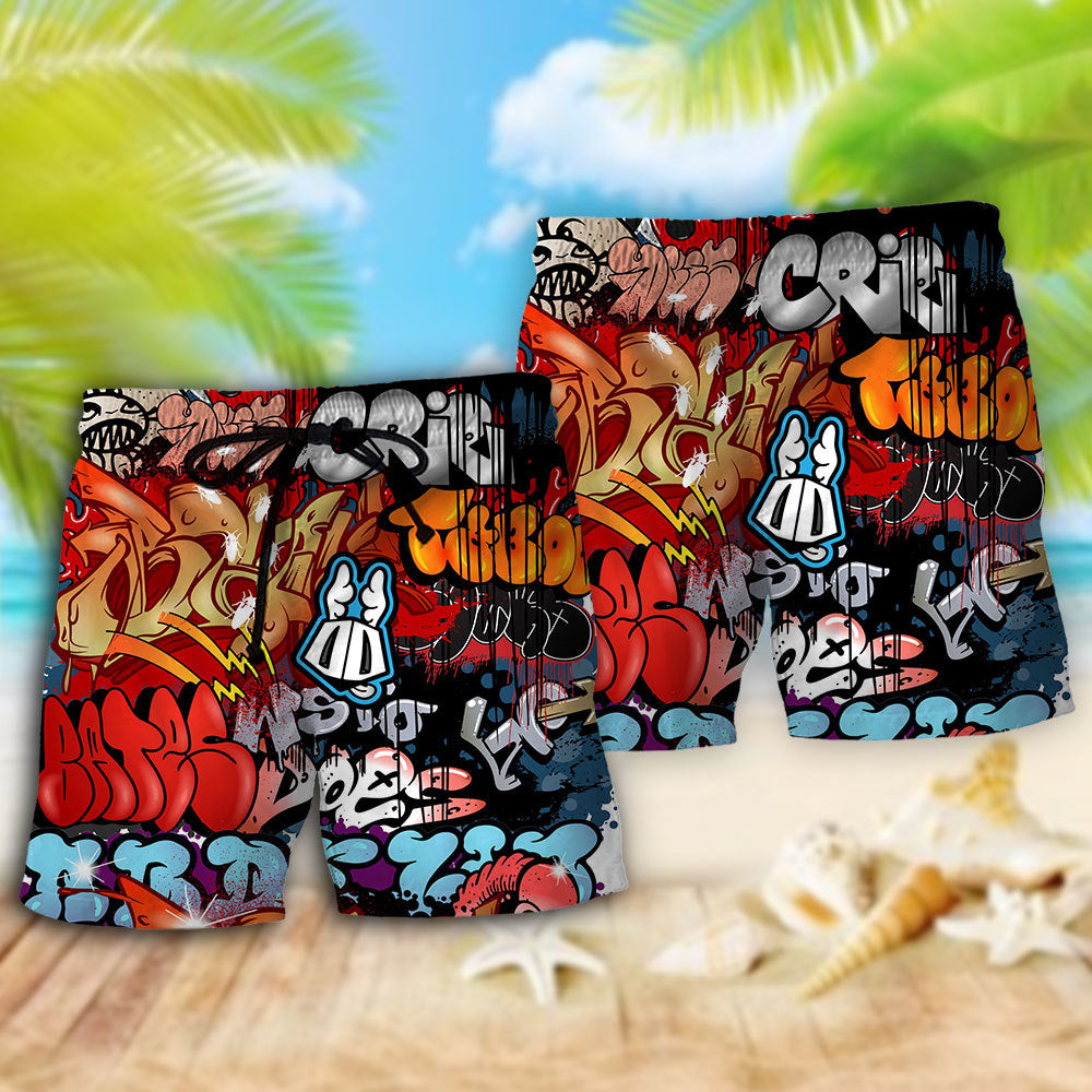 Graffiti Art Bold Color Expression Beach Shorts For Summer Vacation And Coastal Travel