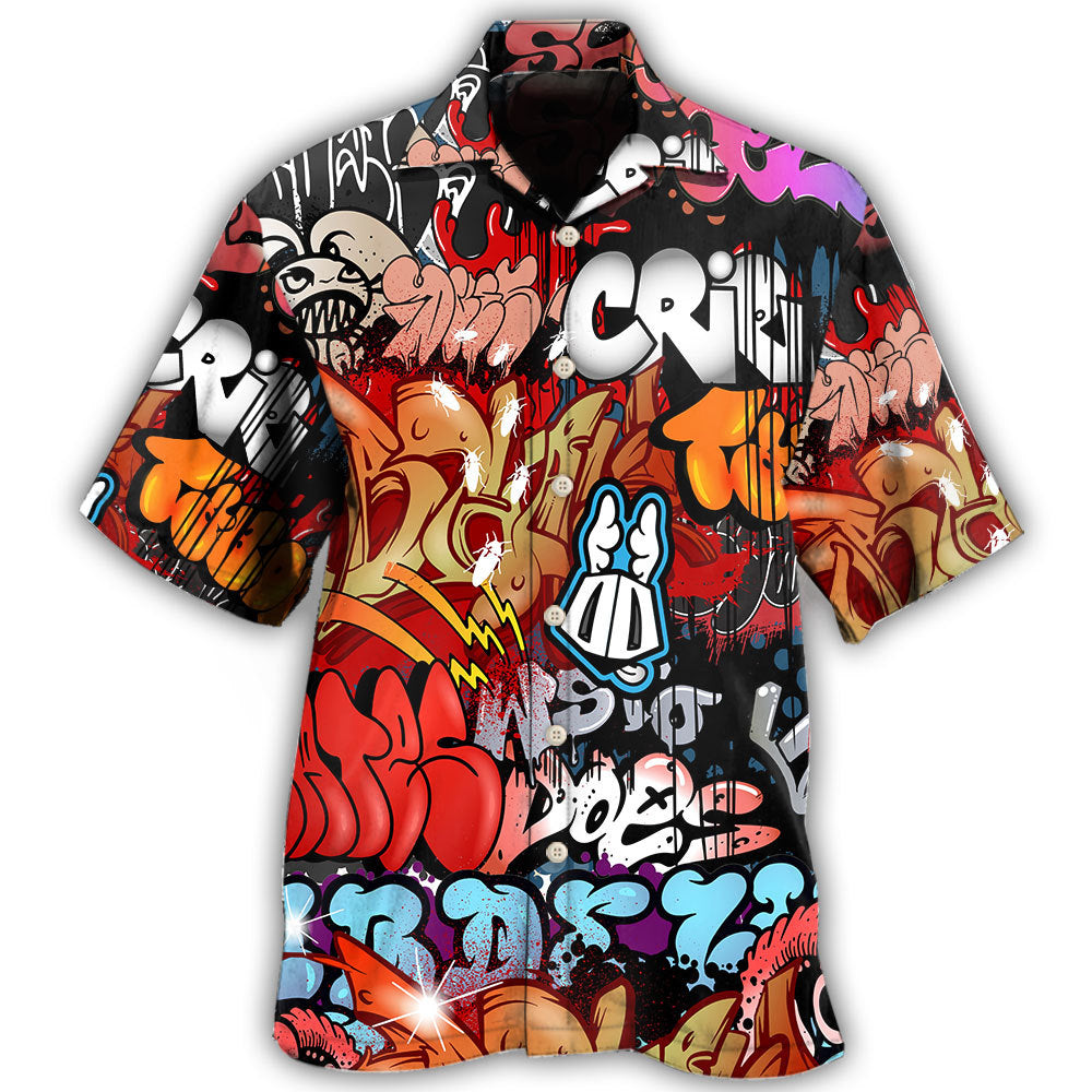 Creative Colorful Graffiti Street Hawaiian Shirt For Tropical Holidays, Outdoor Gatherings, And Everyday Comfort