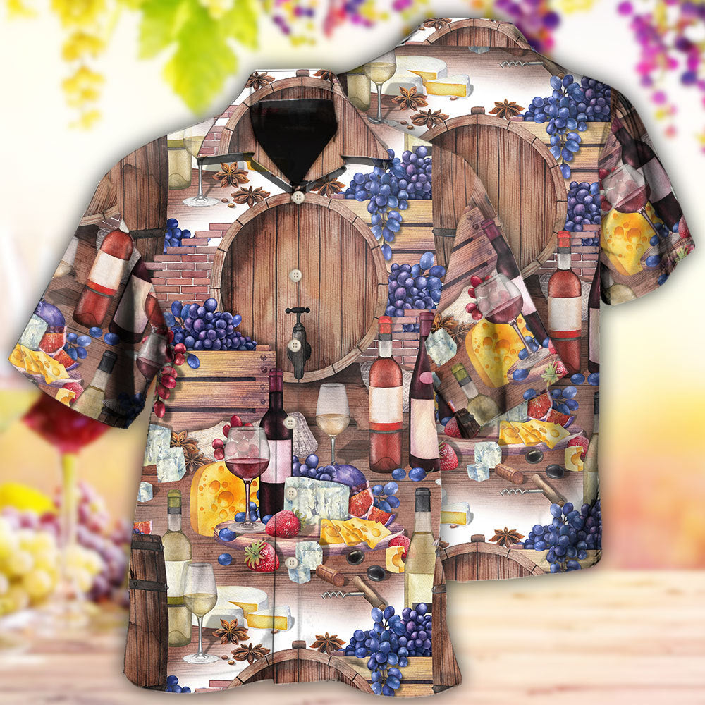Creative Grape Wine Hawaiian Shirt For Summer Vacation, Beach Travel, And Casual Wear