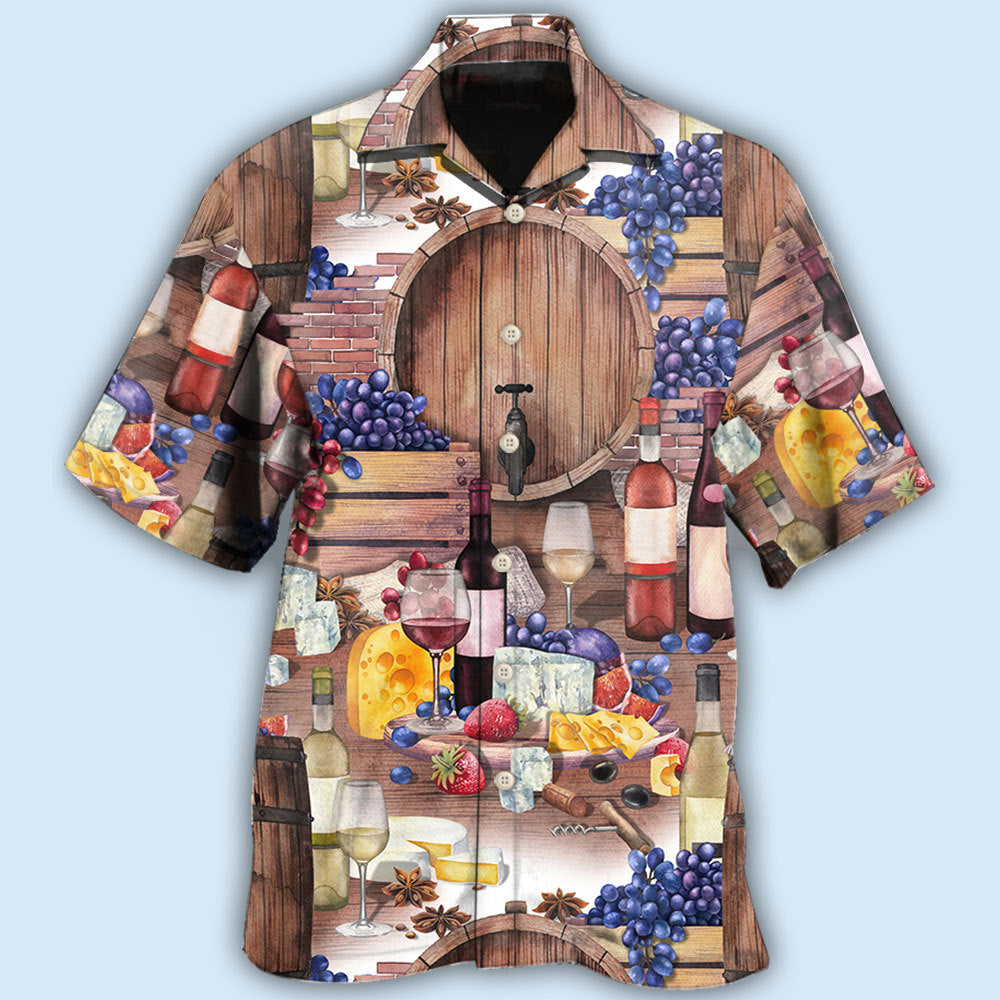 Creative Grape Wine Hawaiian Shirt For Summer Vacation, Beach Travel, And Casual Wear