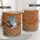 Gray Wolf Rattan Texture Laundry Basket For Room Home Organizer