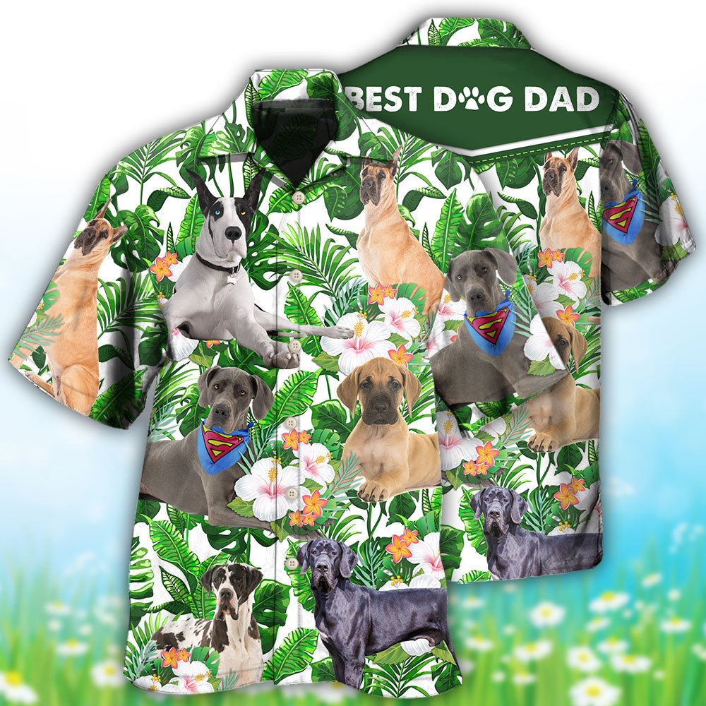 Dane Dog Dad Theme Hawaiian Shirt For Nature Fans, Resort Trips, And Comfortable Warm Weather Wear