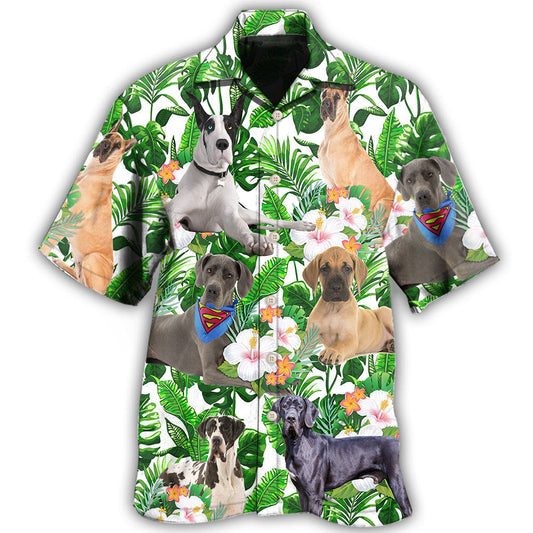 Dane Dog Dad Theme Hawaiian Shirt For Nature Fans, Resort Trips, And Comfortable Warm Weather Wear
