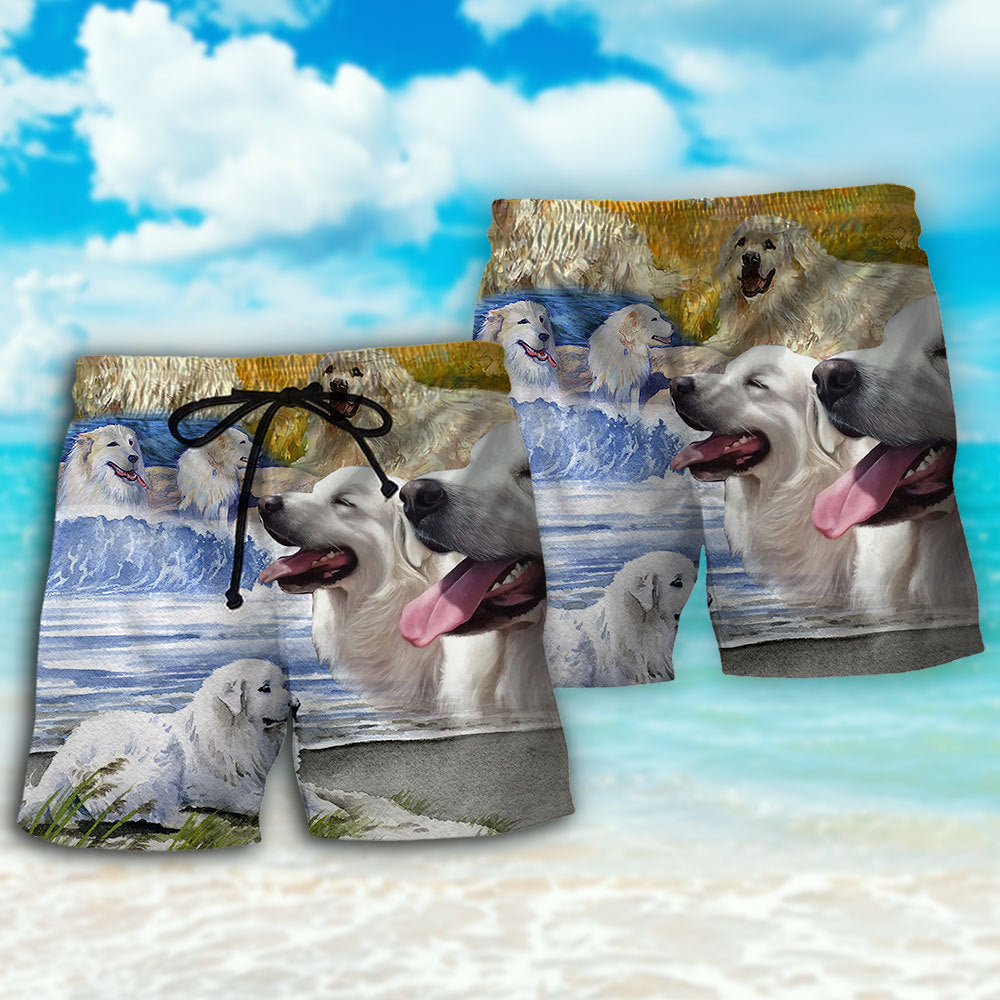 Great Pyrenees Artistic Dog Lover Beach Shorts For Outdoor Adventures And Thoughtful Seasonal Gifts