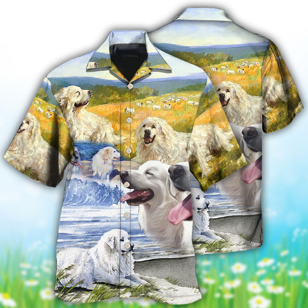 Creative Pyrenees Dog Hawaiian Shirt For Resort Trips, Coastal Parties, And Warm Weather Style