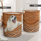 Great Pyrenees Dog Rattan Texture Laundry Basket For Bathroom Bedroom Storage