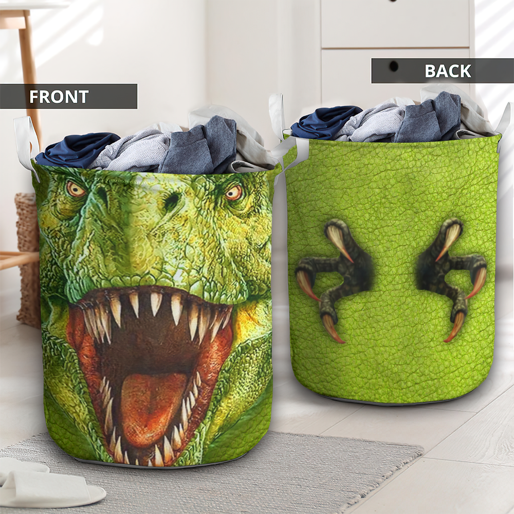 Green Dinosaur Sharp Teeth Laundry Basket For Bathroom Bedroom Storage