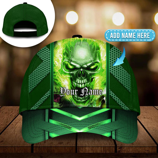 Ferocious Green Skull Personalized Classic Cap For Casual Styling Holiday Travel And Weekend Adventures