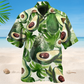 Green Avocado Fruit Hawaiian Shirt For Summer Vacation, Beach Travel, And Casual Wear