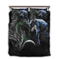 Green And Blue Dragon And Wolf Battle Bedding Cover For Fantasy Bedroom Decor