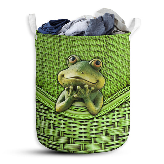 Small Size Frog Green Frog Laundry Basket For Bathroom Bedroom Storage