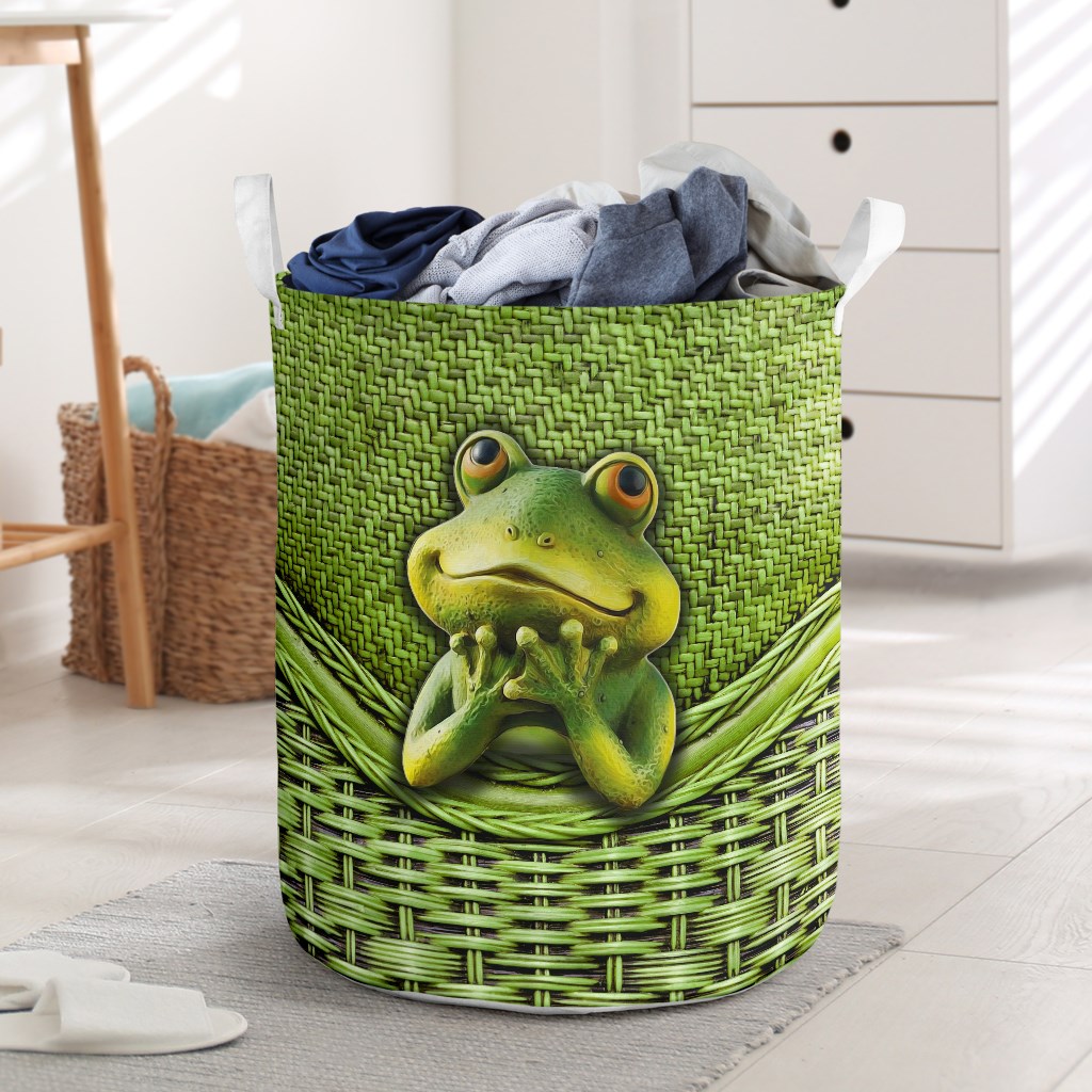 Frog Green Frog Laundry Basket For Room Home Organizer