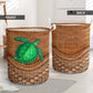 Green Turtle Rattan Texture Laundry Basket For Room Home Organizer