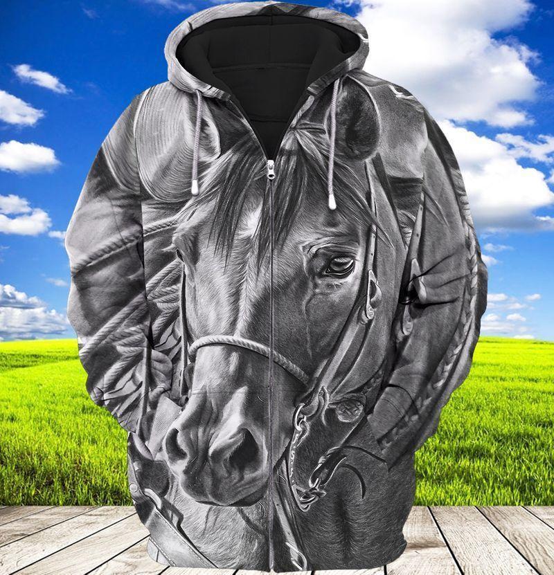 Grey Horse Hoodie For Horse Lovers Weekend Adventures And Relaxed Daily Style