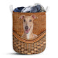 Greyhound Dog Rattan Texture Laundry Basket For Bathroom Bedroom Storage