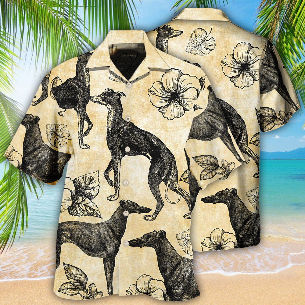 Floral Tropical Greyhound Hawaiian Shirt For Tropical Holidays, Resort Trips, And Relaxed Coastal Style