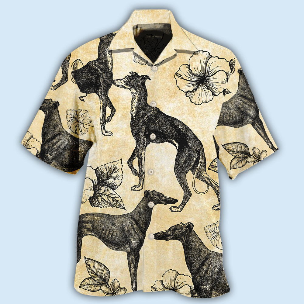 Tropical Floral Greyhound Hawaiian Shirt With All Over Print For Island Holidays Summer Parties And Casual Outdoor Wear