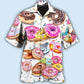 Colorful Donut Hawaiian Shirt With Detailed Graphic For Island Trips Summer Gatherings And Comfortable Daily Wear