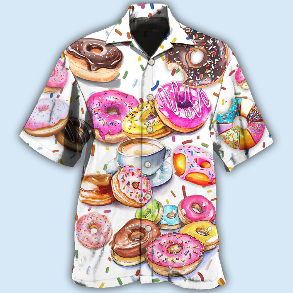 Colorful Donut Hawaiian Shirt With Detailed Graphic For Island Trips Summer Gatherings And Comfortable Daily Wear