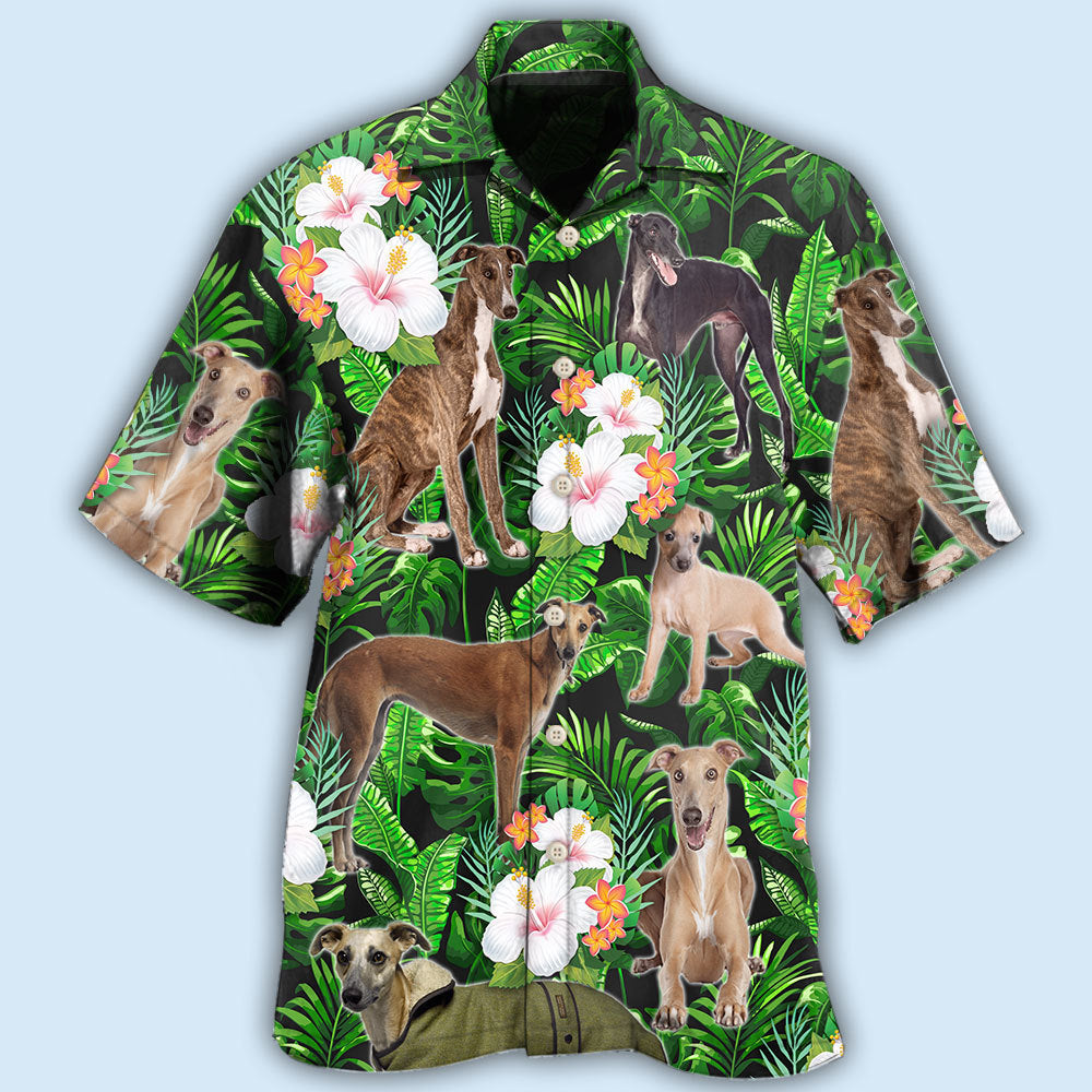 Tropical Floral Greyhound Leaf Hawaiian Shirt Artwork Detail For Resort Trips And Outdoor Activities