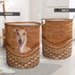 Greyhound Dog Rattan Texture Laundry Basket For Room Home Organizer