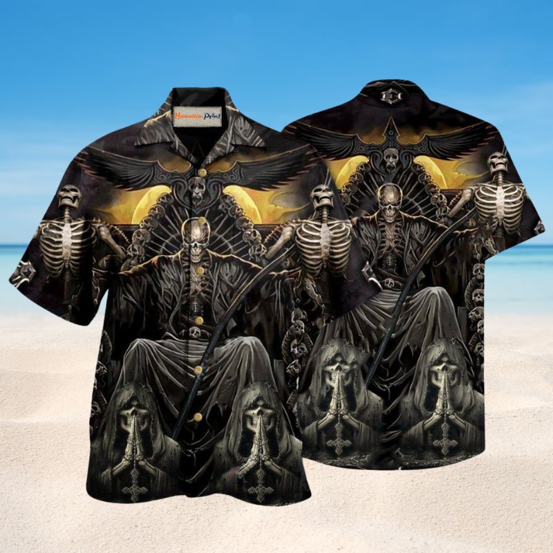 Grim Reaper Dark Skull Hawaiian Shirt For Coastal Adventures Statement Designs And Warm Weather Wear