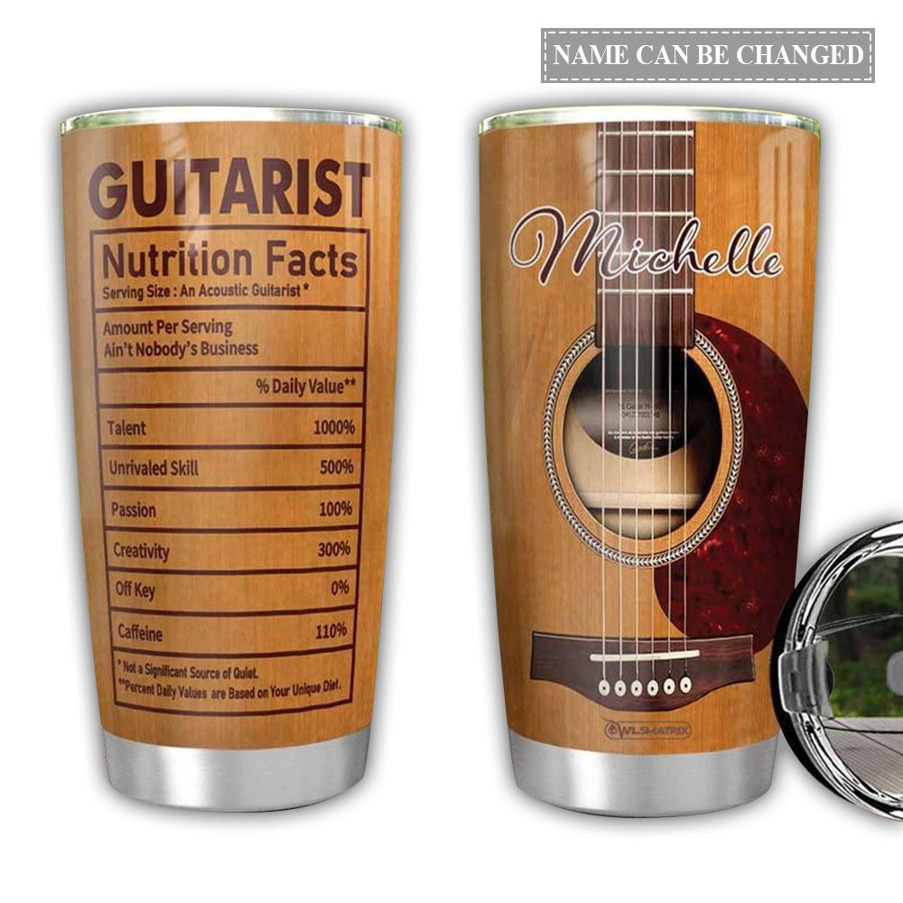 Guitar Acoustic Nutrition Facts Personalized 20 Oz Tumbler For Coffee Travel And Daily Drinks