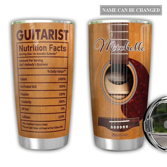 Guitar Acoustic Nutrition Facts Personalized 20 Oz Tumbler For Coffee Travel And Daily Drinks