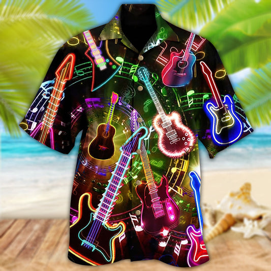 Vintage Guitar Music Hawaiian Shirt Design View For Resort Travel And Thoughtful Gifting